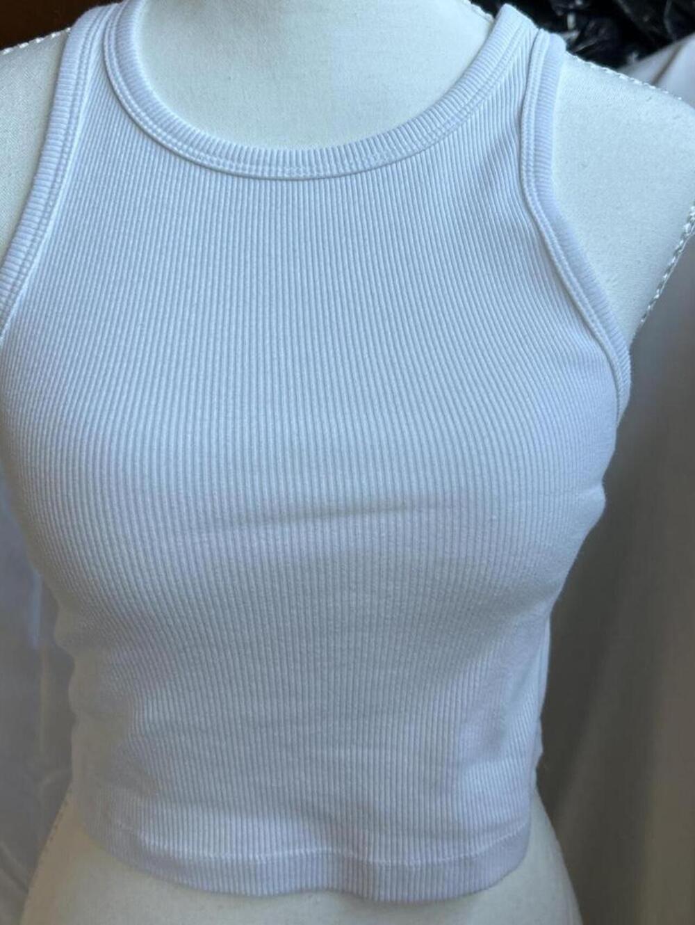 Womens Wild Fable White Ribbed Cropped Tank Top, Small